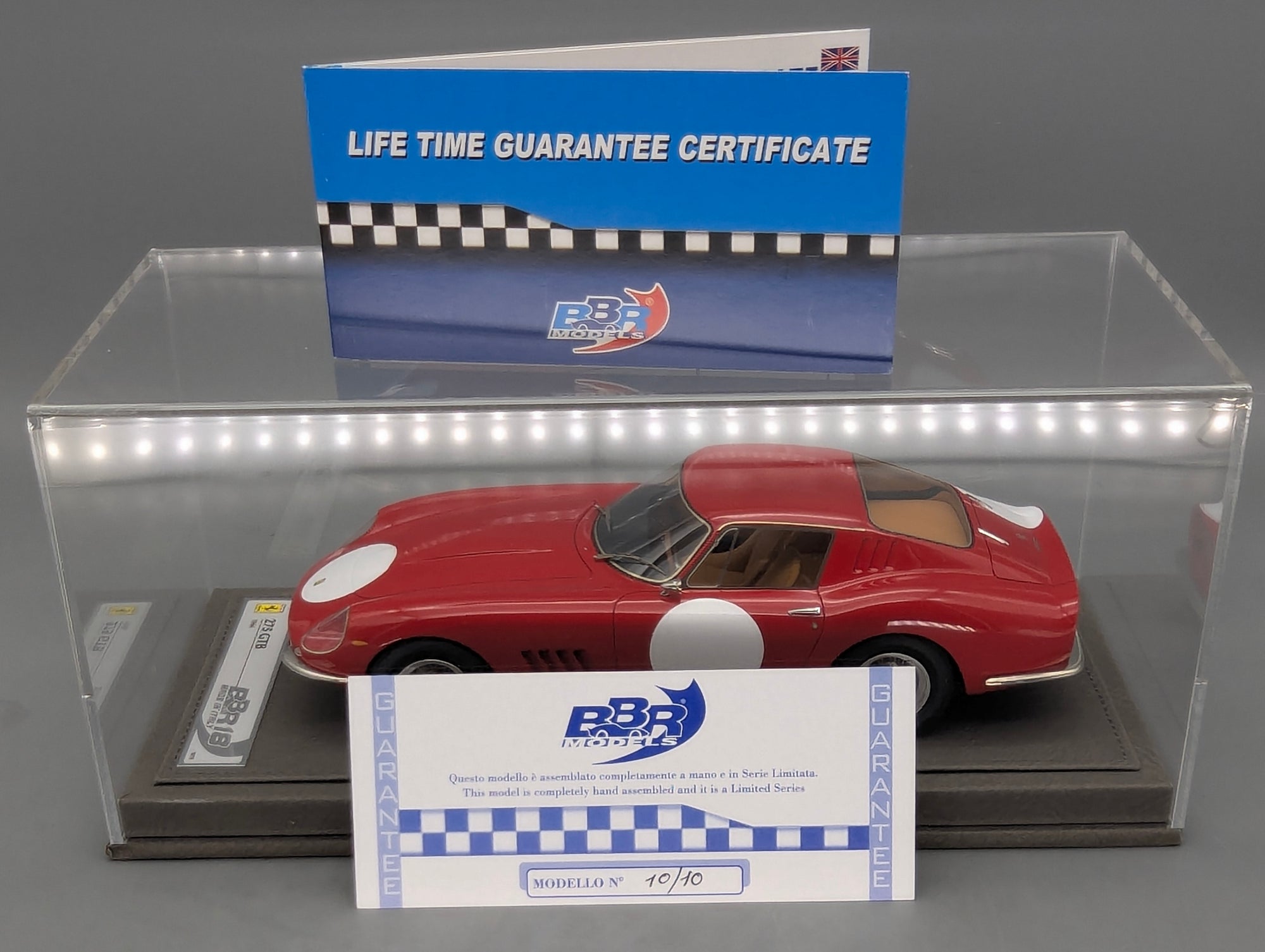 Modellautos 1:18 BBR Ferrari 275 GTB 1966 Press Version Ltd 10/10 Lederplatte Vitrine OVP