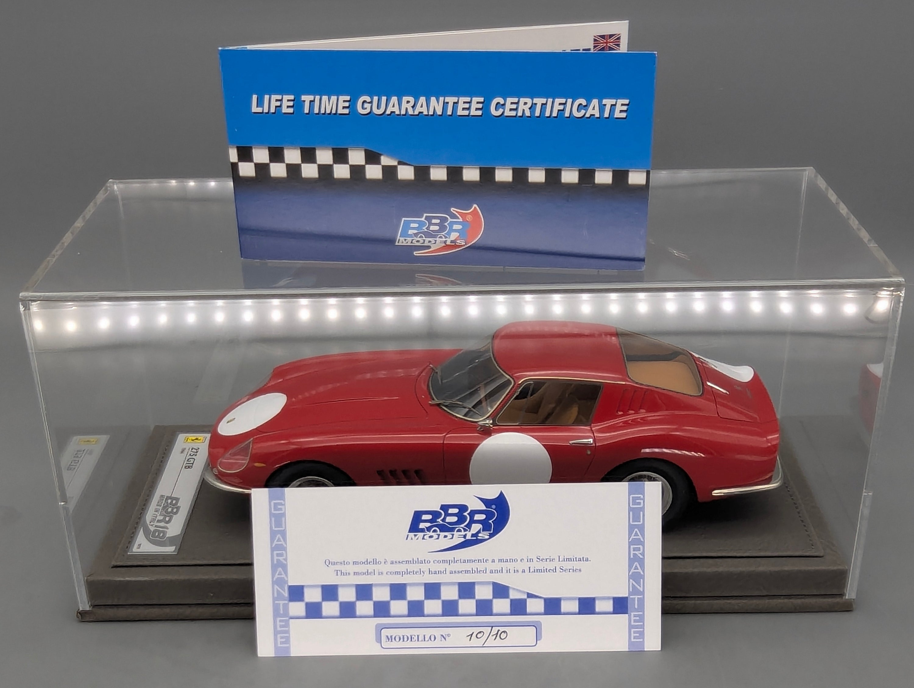Modellautos 1:18 BBR Ferrari 275 GTB 1966 Press Version Ltd 10/10 Lederplatte Vitrine OVP