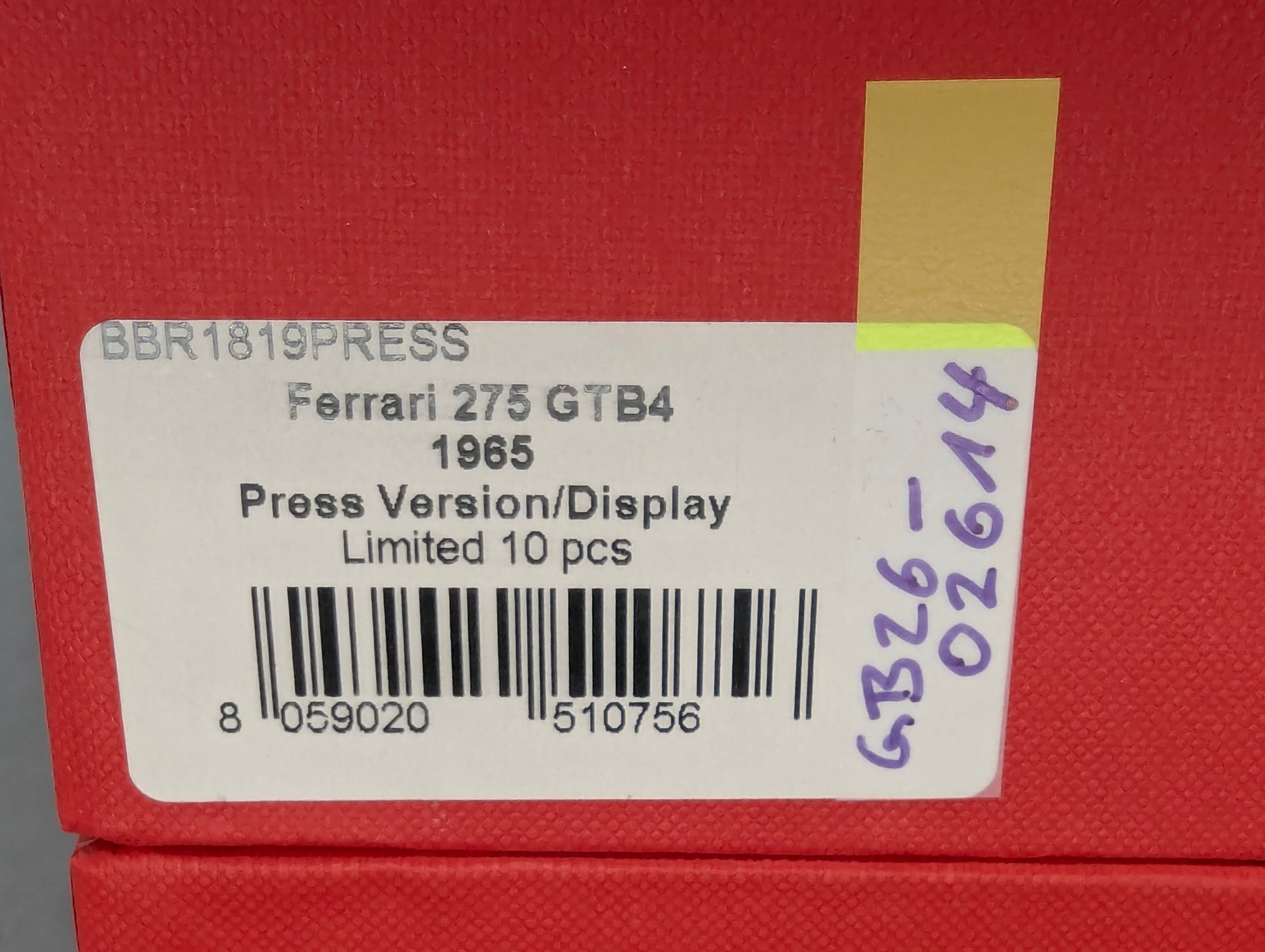 Modellautos 1:18 BBR Ferrari 275 GTB 1966 Press Version Ltd 10/10 Lederplatte Vitrine OVP