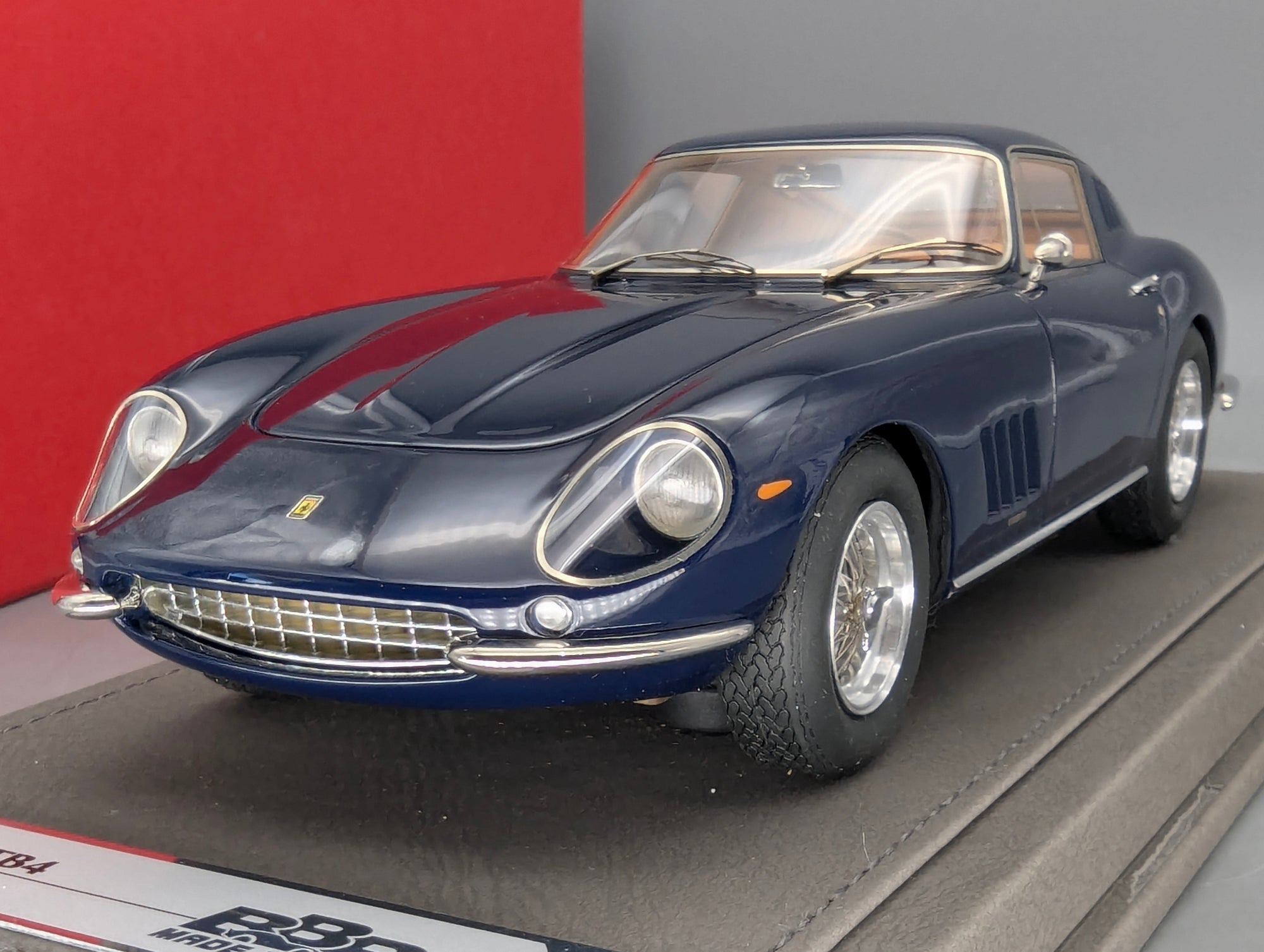 Modellautos 1:18 BBR Ferrari 275 GTB4 1966 Dark Blue Ltd 01/10 Lederplatte Vitrine OVP