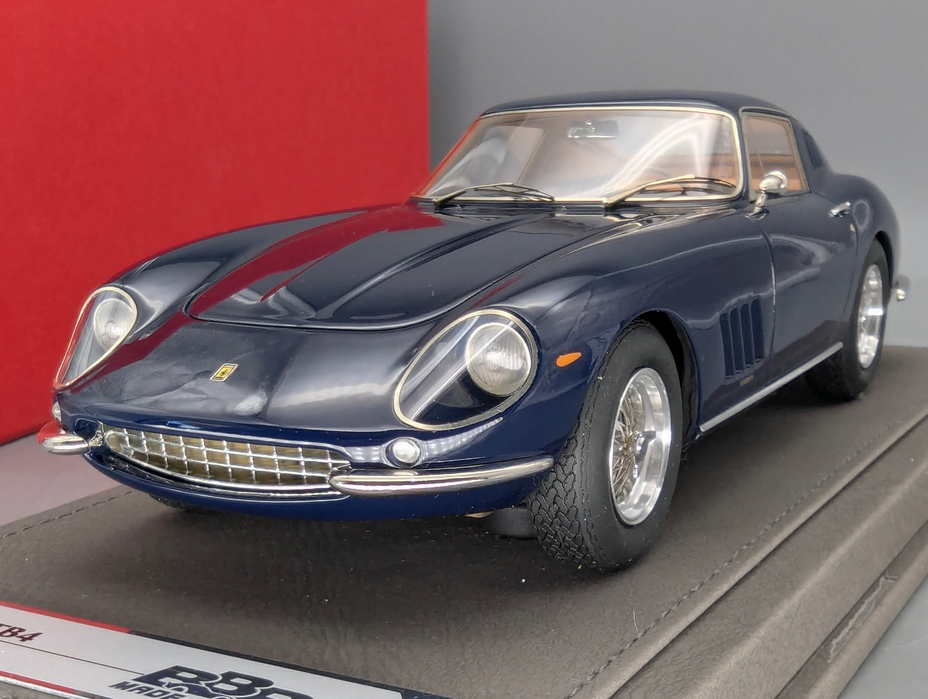 Modellautos 1:18 BBR Ferrari 275 GTB4 1966 Dark Blue Ltd 01/10 Lederplatte Vitrine OVP