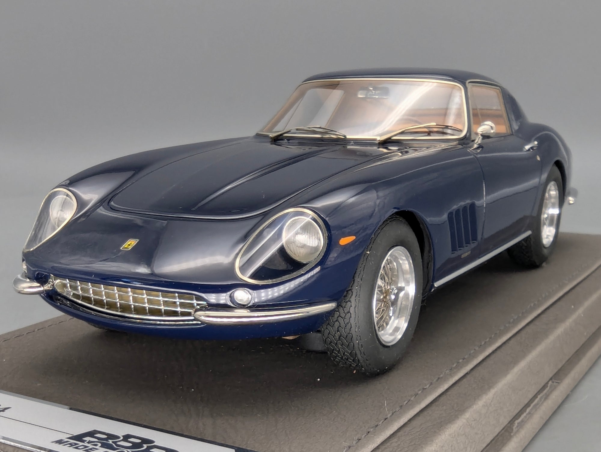 Modellautos 1:18 BBR Ferrari 275 GTB4 1966 Dark Blue Ltd 01/10 Lederplatte Vitrine OVP