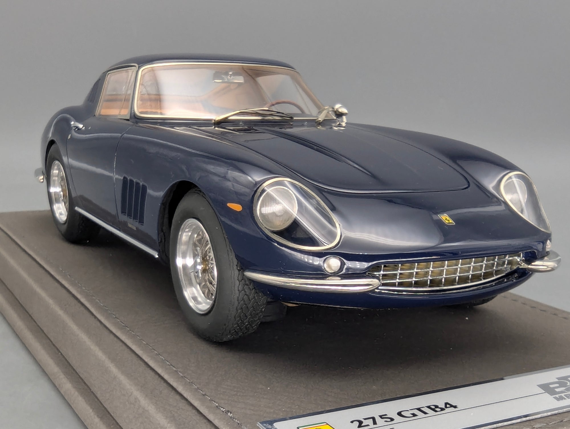 Modellautos 1:18 BBR Ferrari 275 GTB4 1966 Dark Blue Ltd 01/10 Lederplatte Vitrine OVP