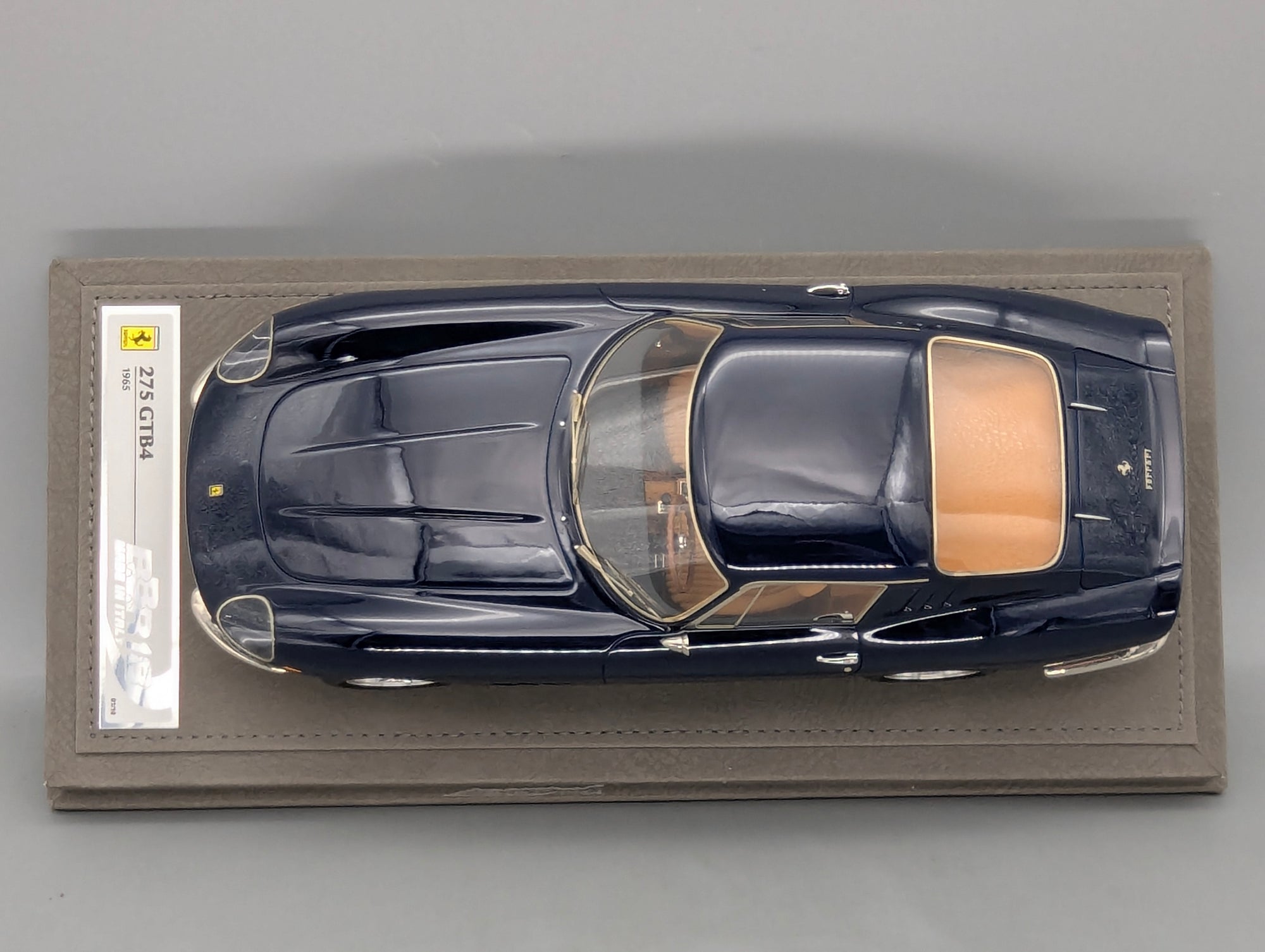 Modellautos 1:18 BBR Ferrari 275 GTB4 1966 Dark Blue Ltd 01/10 Lederplatte Vitrine OVP