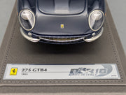 Modellautos 1:18 BBR Ferrari 275 GTB4 1966 Dark Blue Ltd 01/10 Lederplatte Vitrine OVP