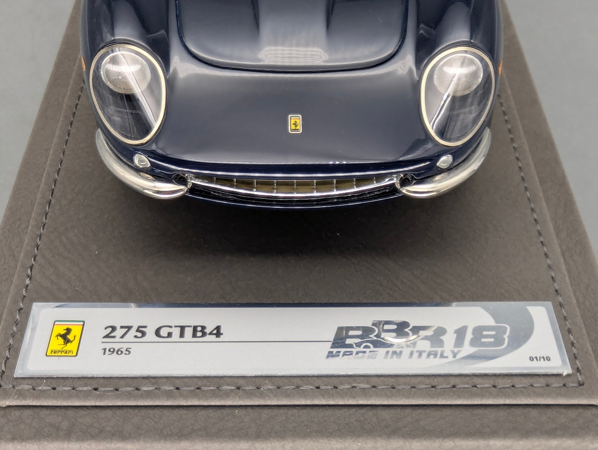 Modellautos 1:18 BBR Ferrari 275 GTB4 1966 Dark Blue Ltd 01/10 Lederplatte Vitrine OVP