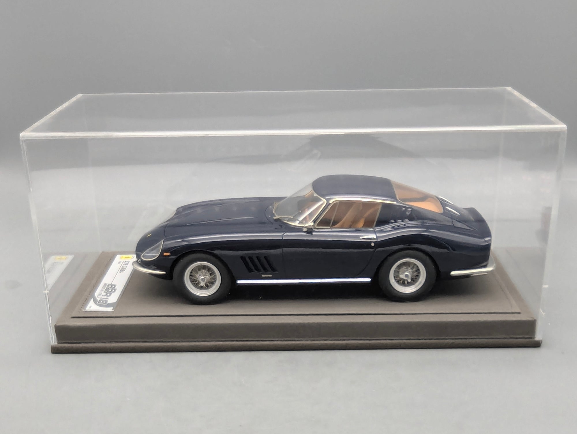 Modellautos 1:18 BBR Ferrari 275 GTB4 1966 Dark Blue Ltd 01/10 Lederplatte Vitrine OVP
