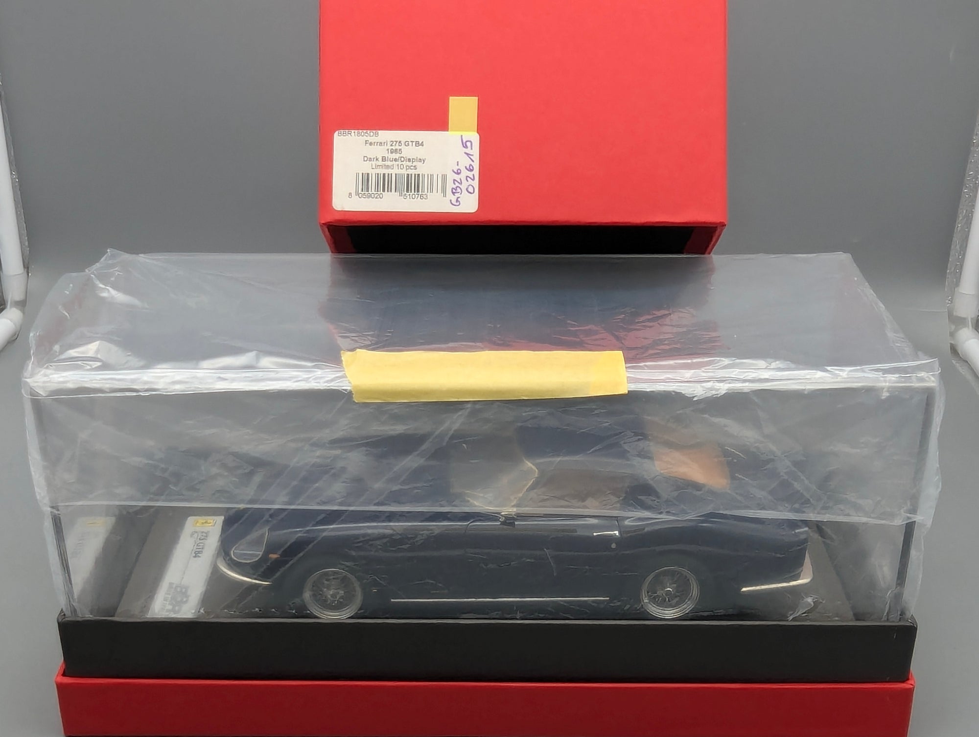 Modellautos 1:18 BBR Ferrari 275 GTB4 1966 Dark Blue Ltd 01/10 Lederplatte Vitrine OVP