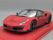 Modellautos 1:18 BBR Ferrari 488 Pista Soft Red Ltd 05/05 mit Lederplatte Vitrine OVP