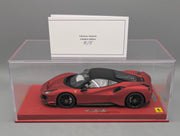 Modellautos 1:18 BBR Ferrari 488 Pista Soft Red Ltd 05/05 mit Lederplatte Vitrine OVP