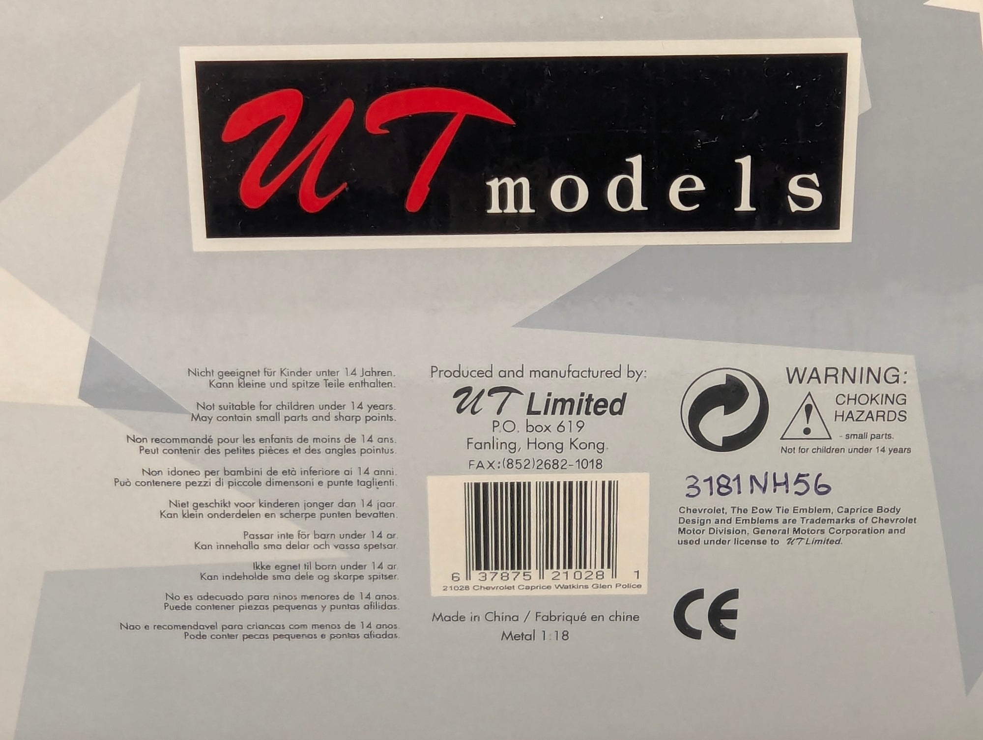 Modellautos 1:18 UT Models 21028 Chevrolet Caprice Watkins Glen Police mit OVP