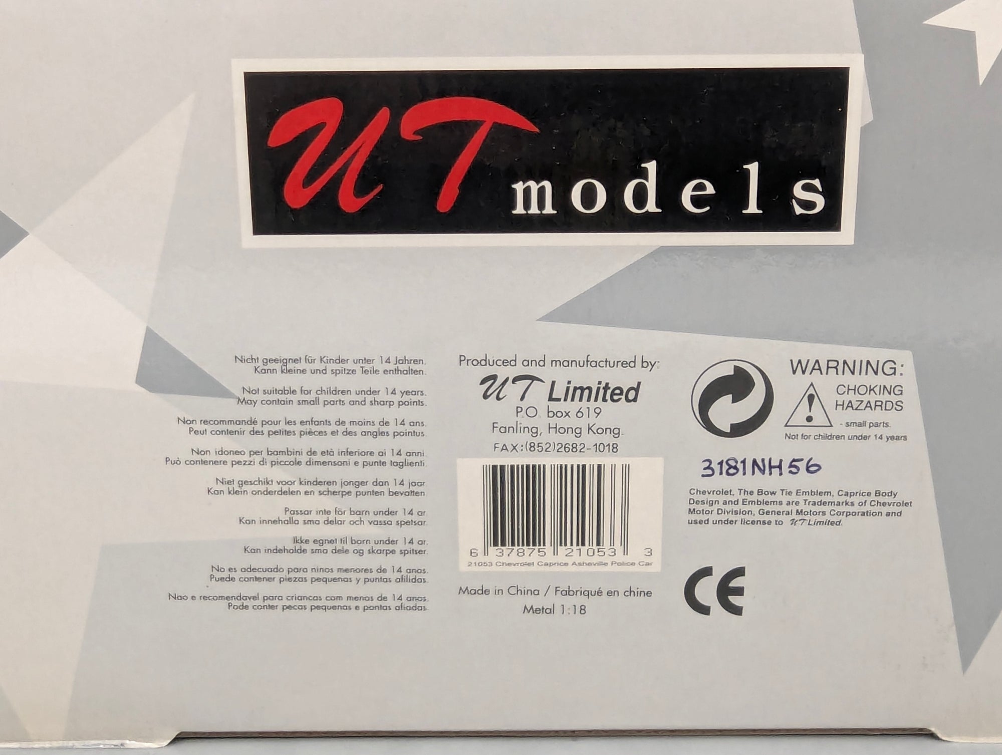 Modellautos 1:18 UT Models 21053 Chevrolet Caprice Asheville Police Car mit OVP