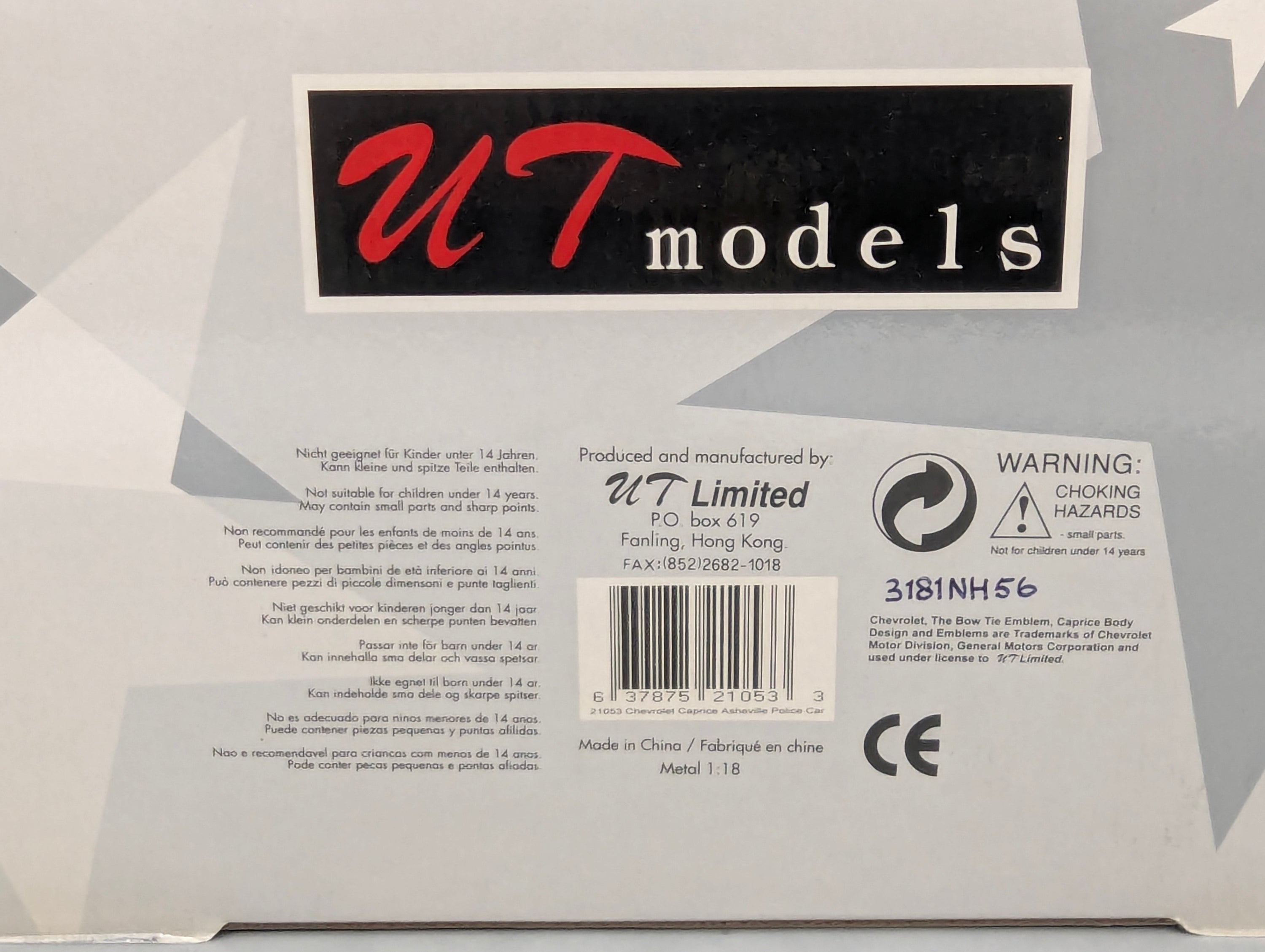 Modellautos 1:18 UT Models 21053 Chevrolet Caprice Asheville Police Car mit OVP
