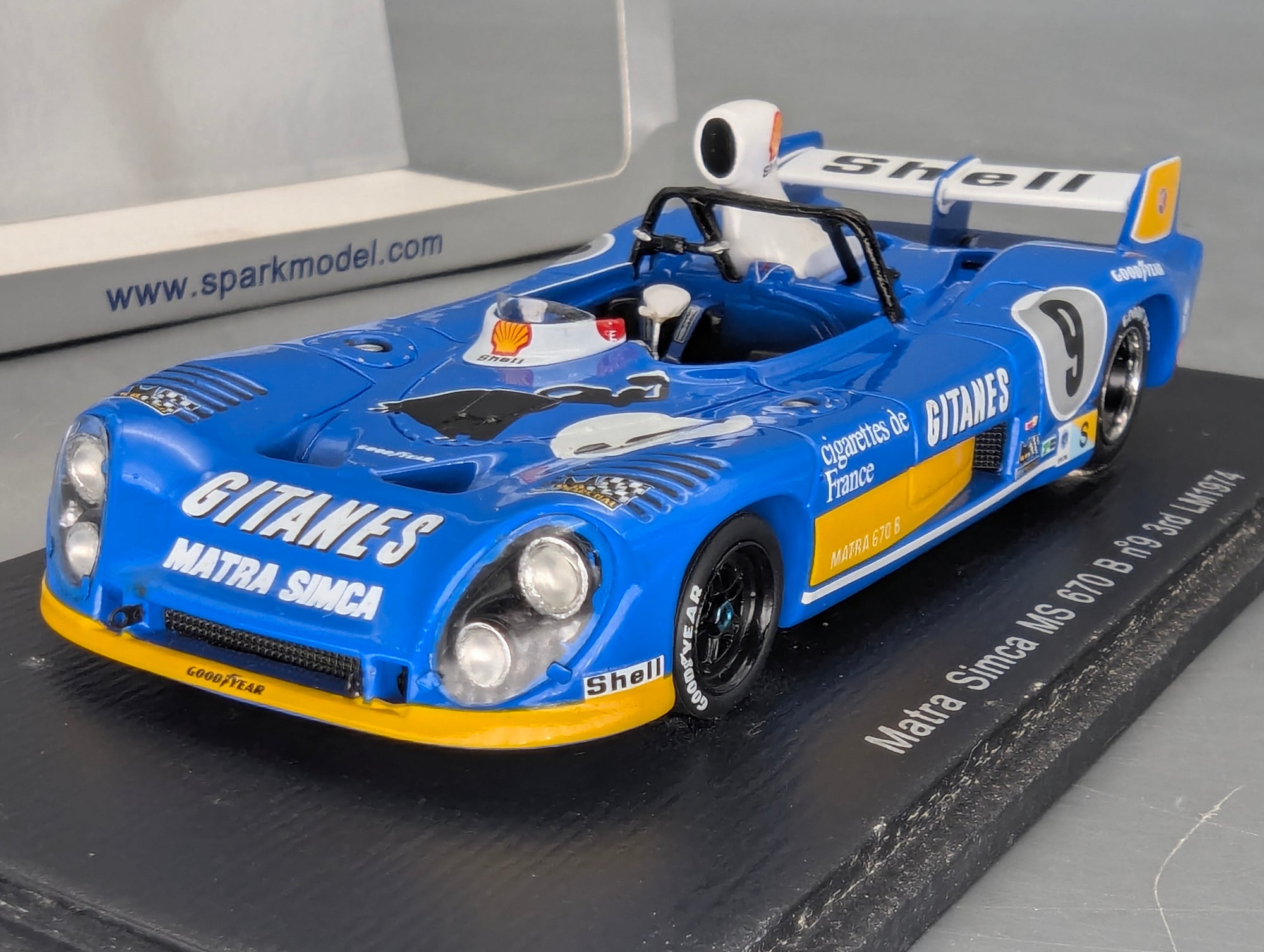 Modellautos 1:43 Spark S3554 Matra Simca MS 670 B Dritter 24h Le Mans 1974 #9 OVP