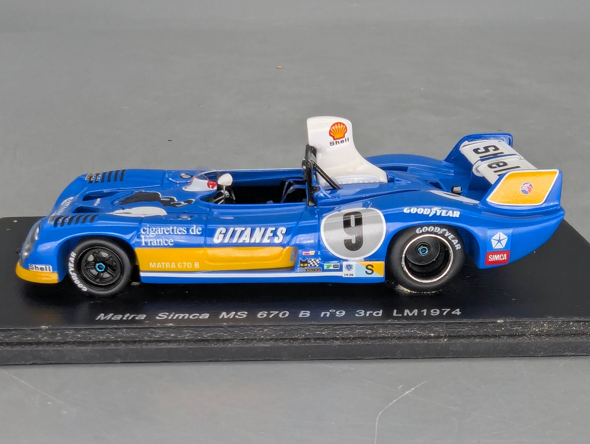 Modellautos 1:43 Spark S3554 Matra Simca MS 670 B Dritter 24h Le Mans 1974 #9 OVP