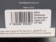 Modellautos 1:43 Spark S9050 Alfa Romeo Giulietta Sport Zagato 24h Le Mans 1962 #39 OVP