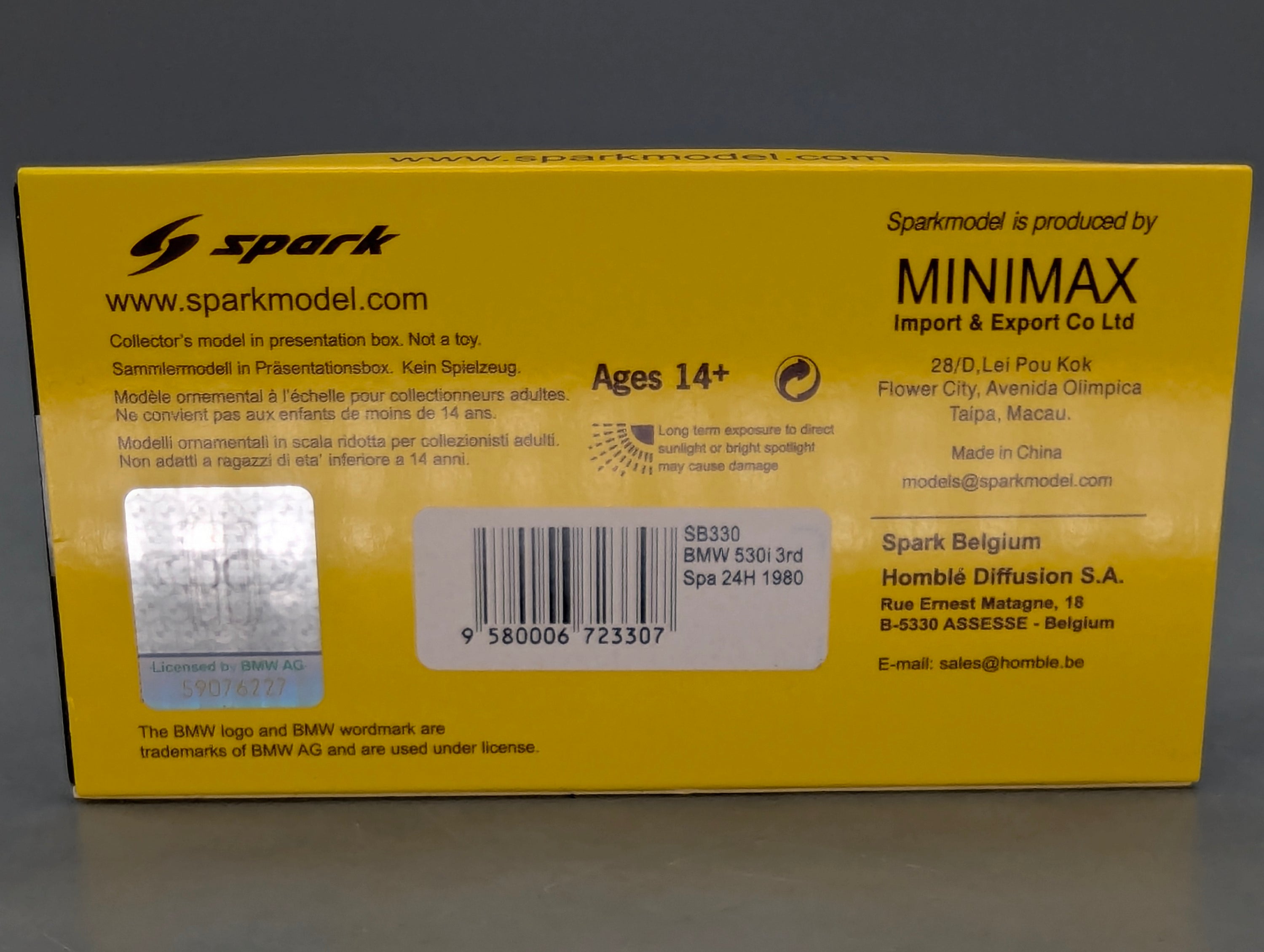 Modellautos 1:43 Spark SB330 BMW 530i Dritter 24h Spa 1980 #39 mit OVP