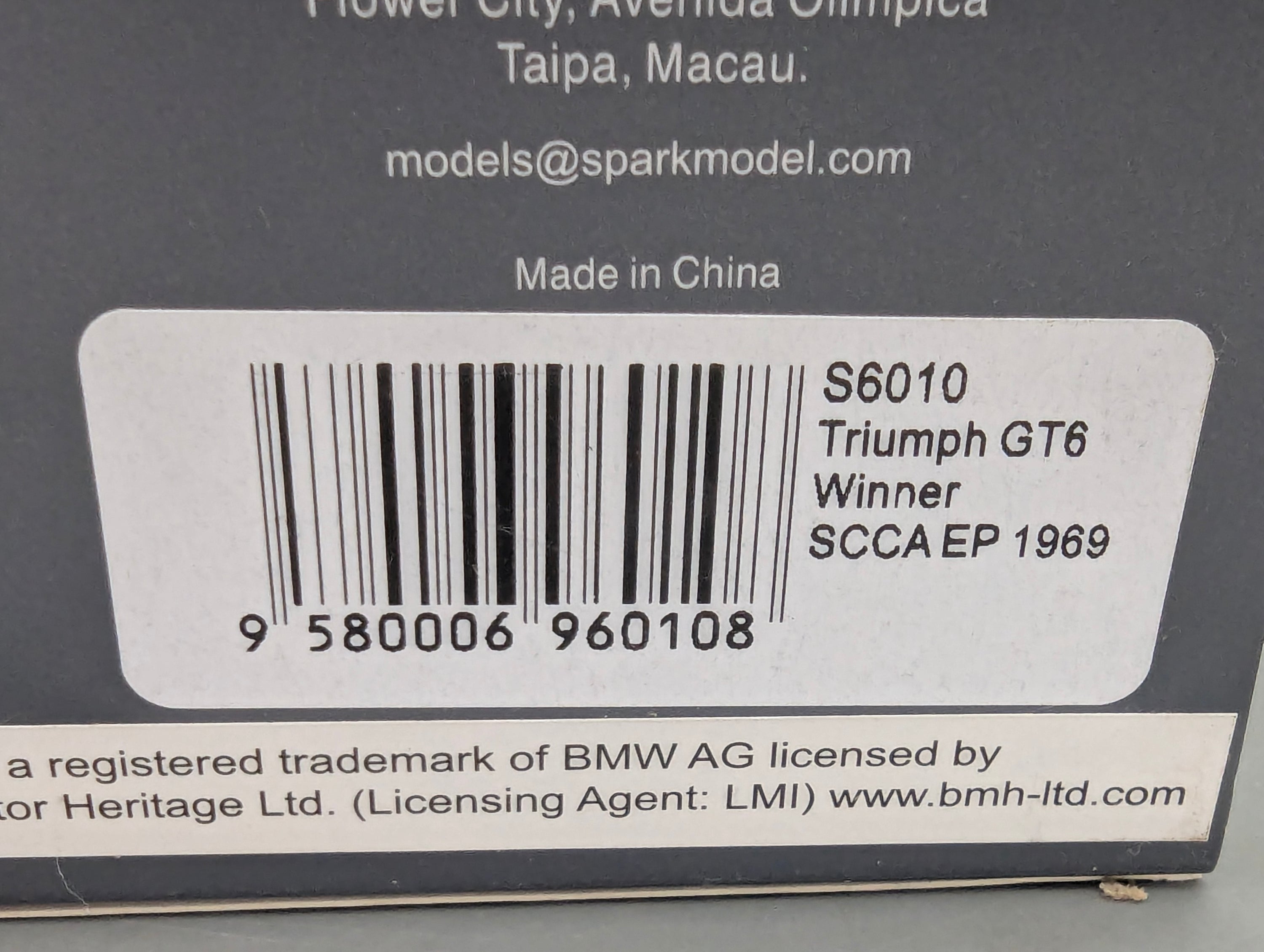 Modellautos 1:43 Spark S6010 Triumph GT6 WINNER SCCA EP 1969 #44 mit OVP