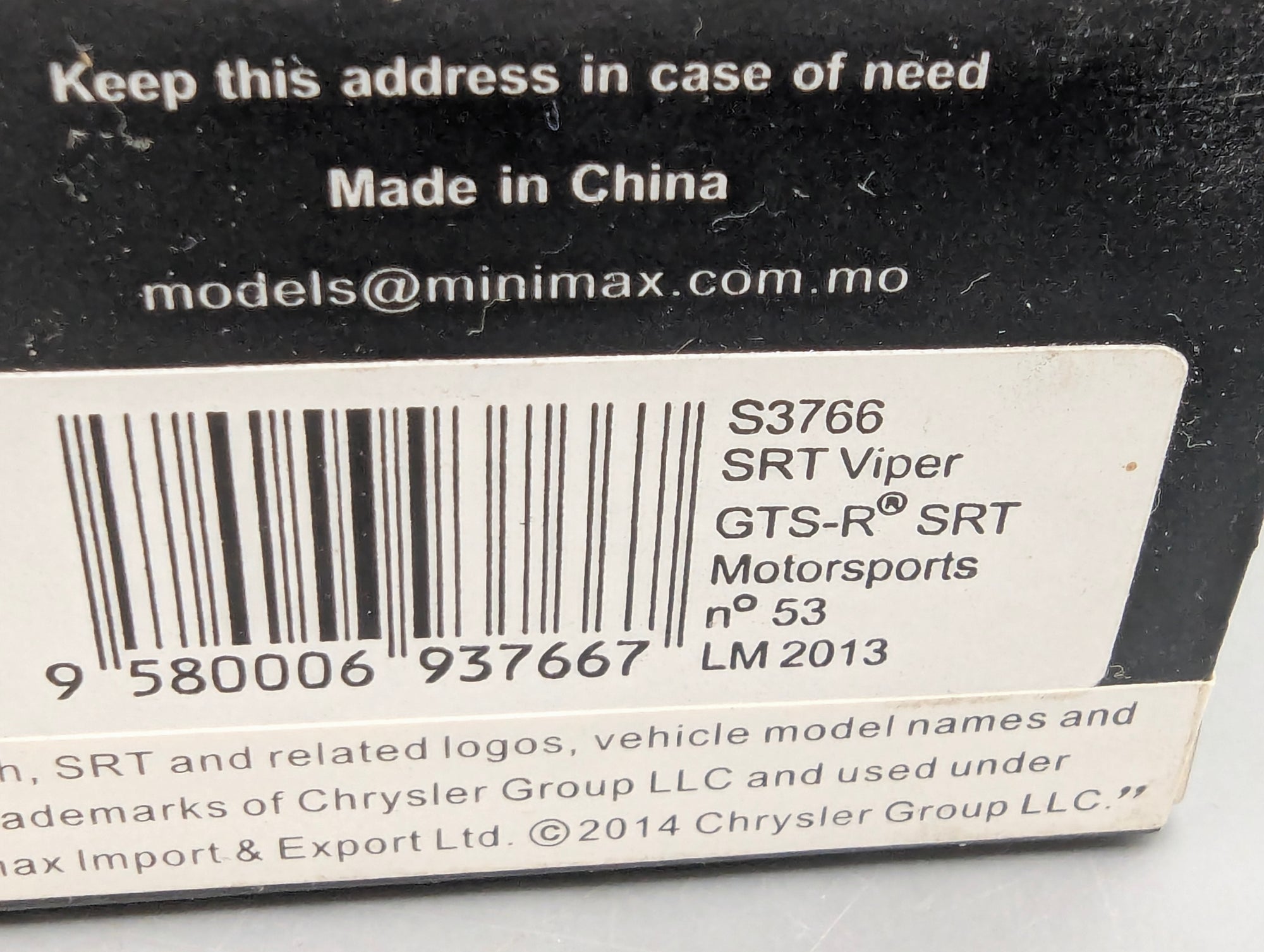 Modellautos 1:43 Spark S3766 Viper GTS-R SRT 24h Le Mans 2013 #53 mit OVP