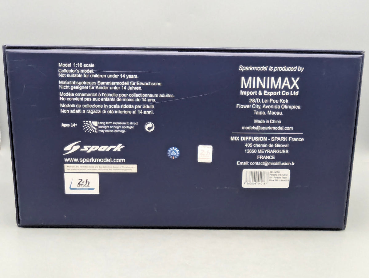 Modellautos 1:18 Spark Porsche 919 Hybrid WINNER 24h Le Mans 2016 #2 mit Vitrine und OVP