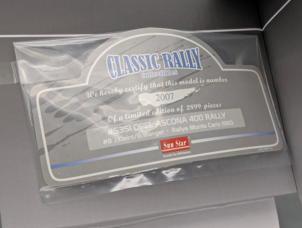 Modellautos 1:12 Sun Star Opel Ascona 400 Rally Rallye Monte Carlo 1980 #8 mit OVP