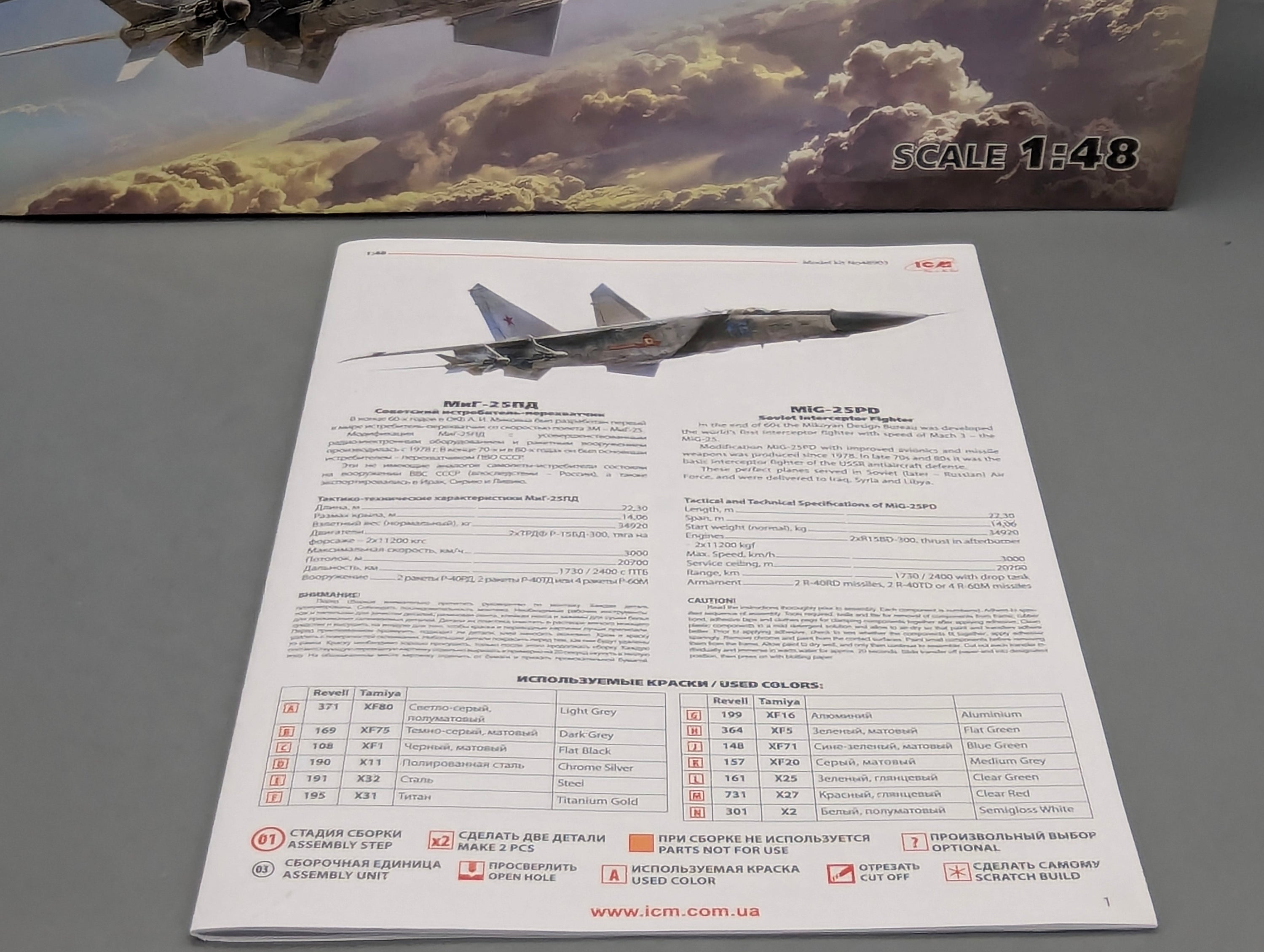 Flugzeug Modell Bausatz 1:48 ICM 48903 MiG-25PD Soviet Interceptor Fighter mit OVP