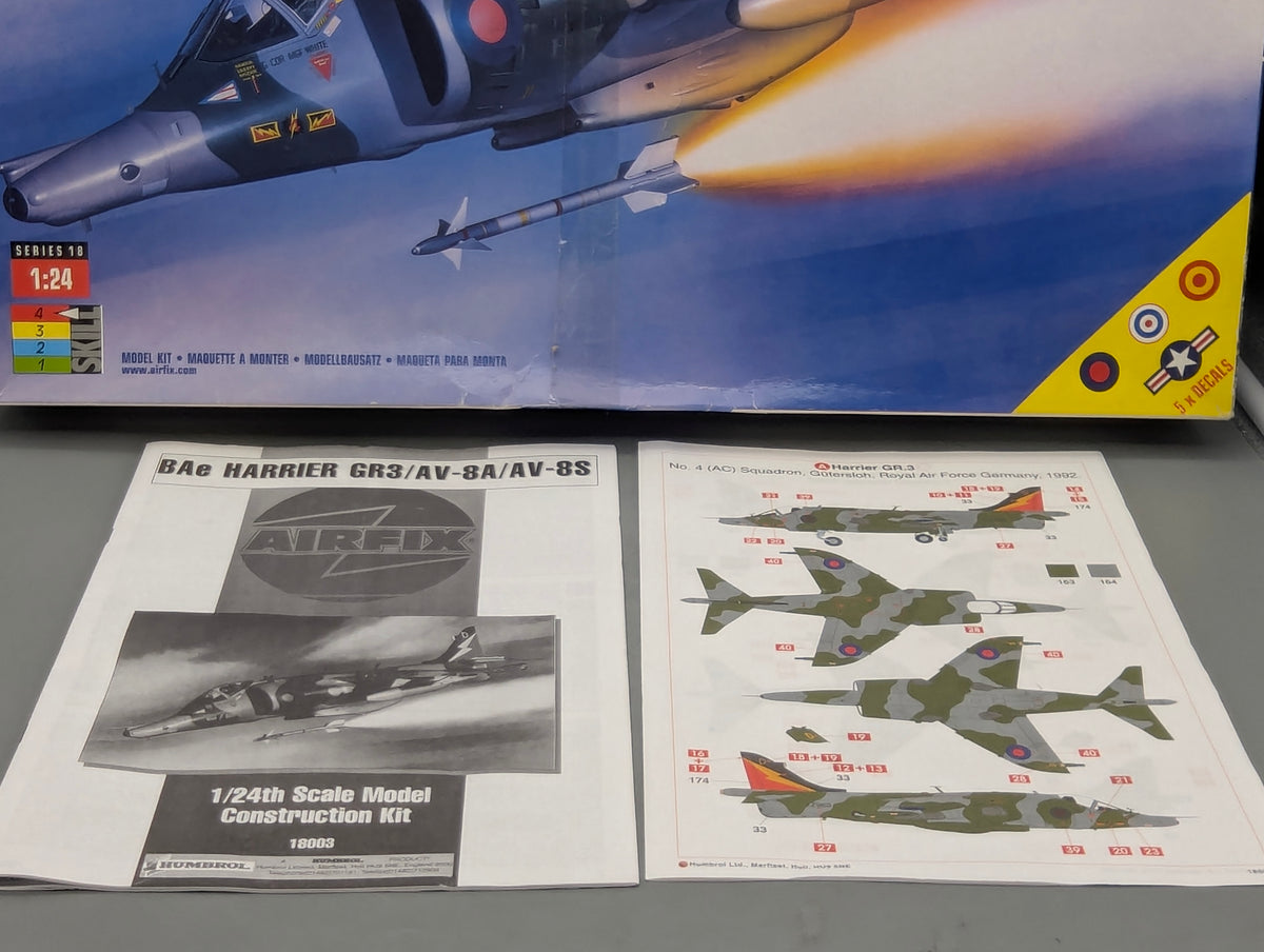 Flugzeug Modell Bausatz 1:24 Airfix 18003 BAe Harrier GR3/AV-8A/AV-8S mit OVP