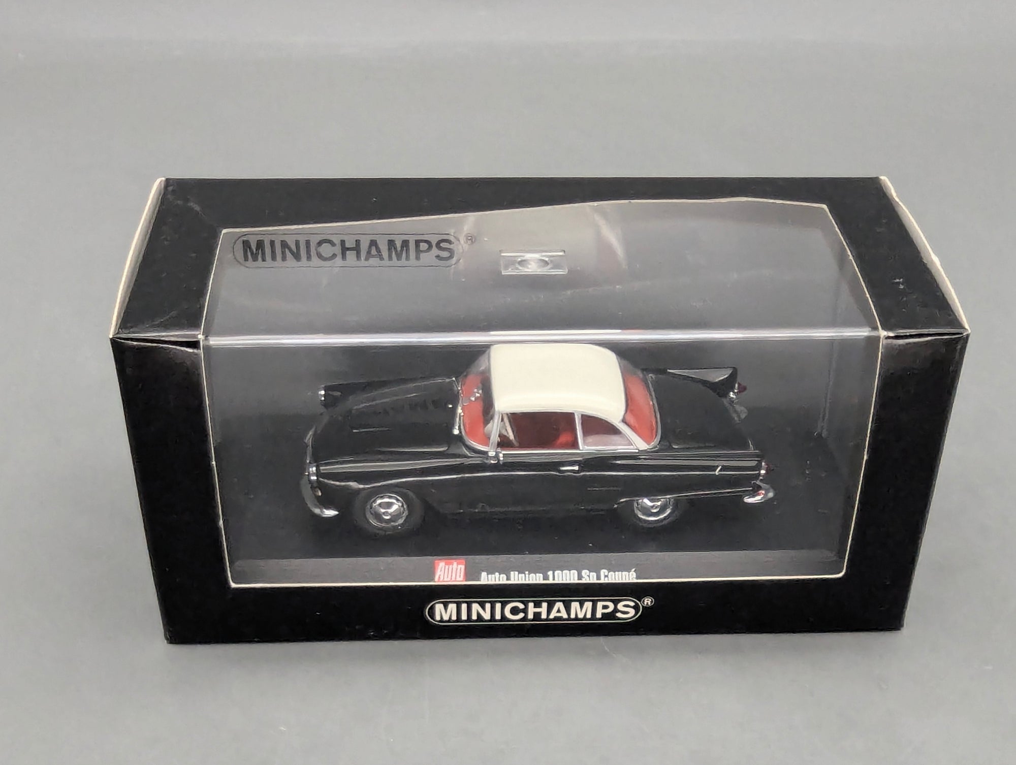 Modellautos 1:43 Minichamps Auto Union 1000 Sp Coupe Schwarz Weiß mit OVP