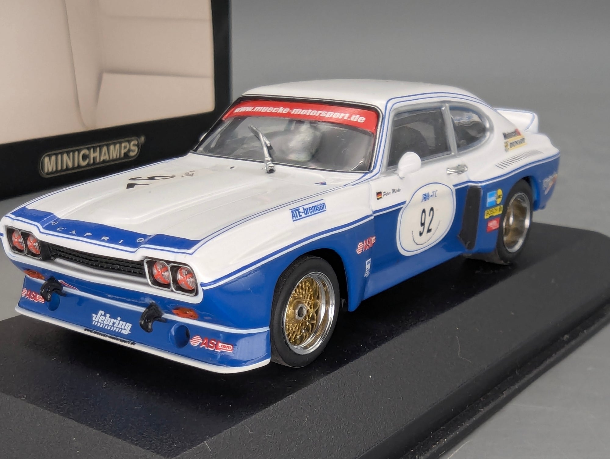 Modellautos 1:43 Minichamps Ford Capri 3100 WINNER Zolder 2005 #92 Peter Mücke mit OVP