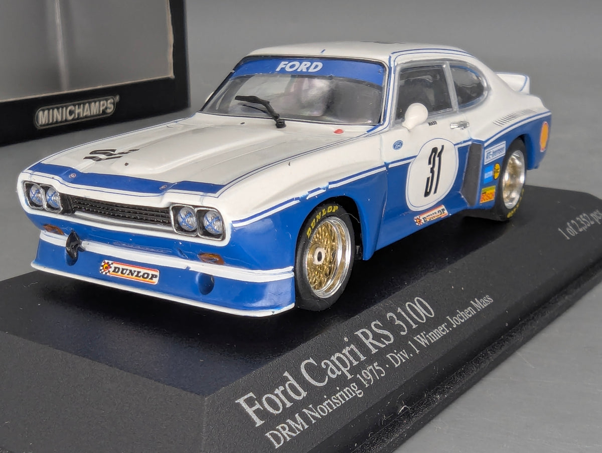 Modellautos 1:43 Minichamps Ford Capri RS 3100 DRM 1975 Norisring WINNER #31 Mass OVP
