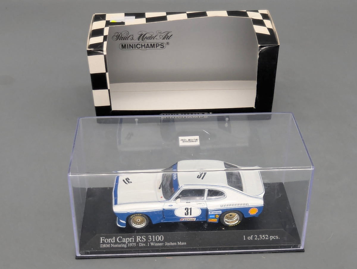 Modellautos 1:43 Minichamps Ford Capri RS 3100 DRM 1975 Norisring WINNER #31 Mass OVP