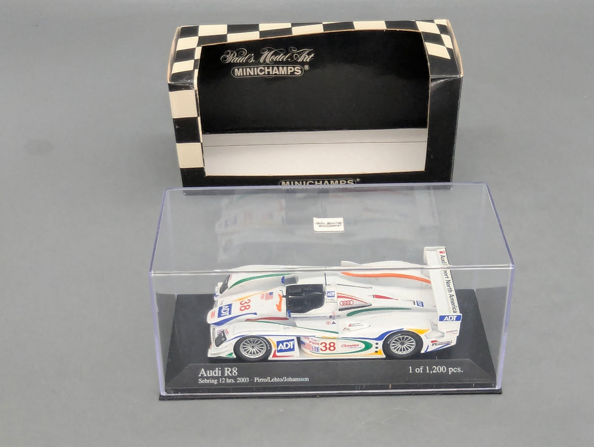 Modellautos 1:43 Minichamps Audi R8 12h Sebring 2003 #38 mit OVP