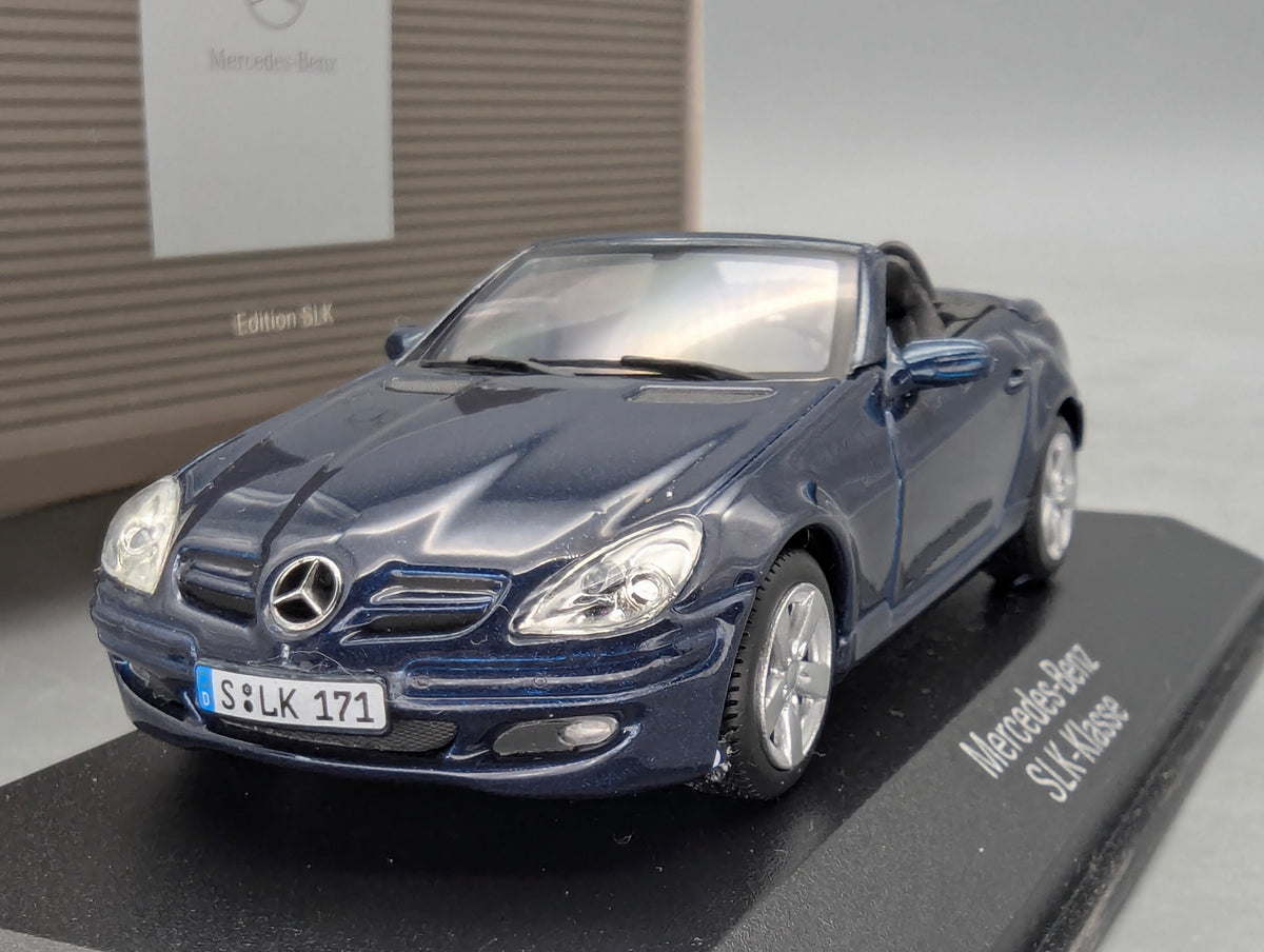 Modellautos 1:43 Minichamps Mercedes-Benz SLK-Klasse Benetoitblau mit Dealer OVP