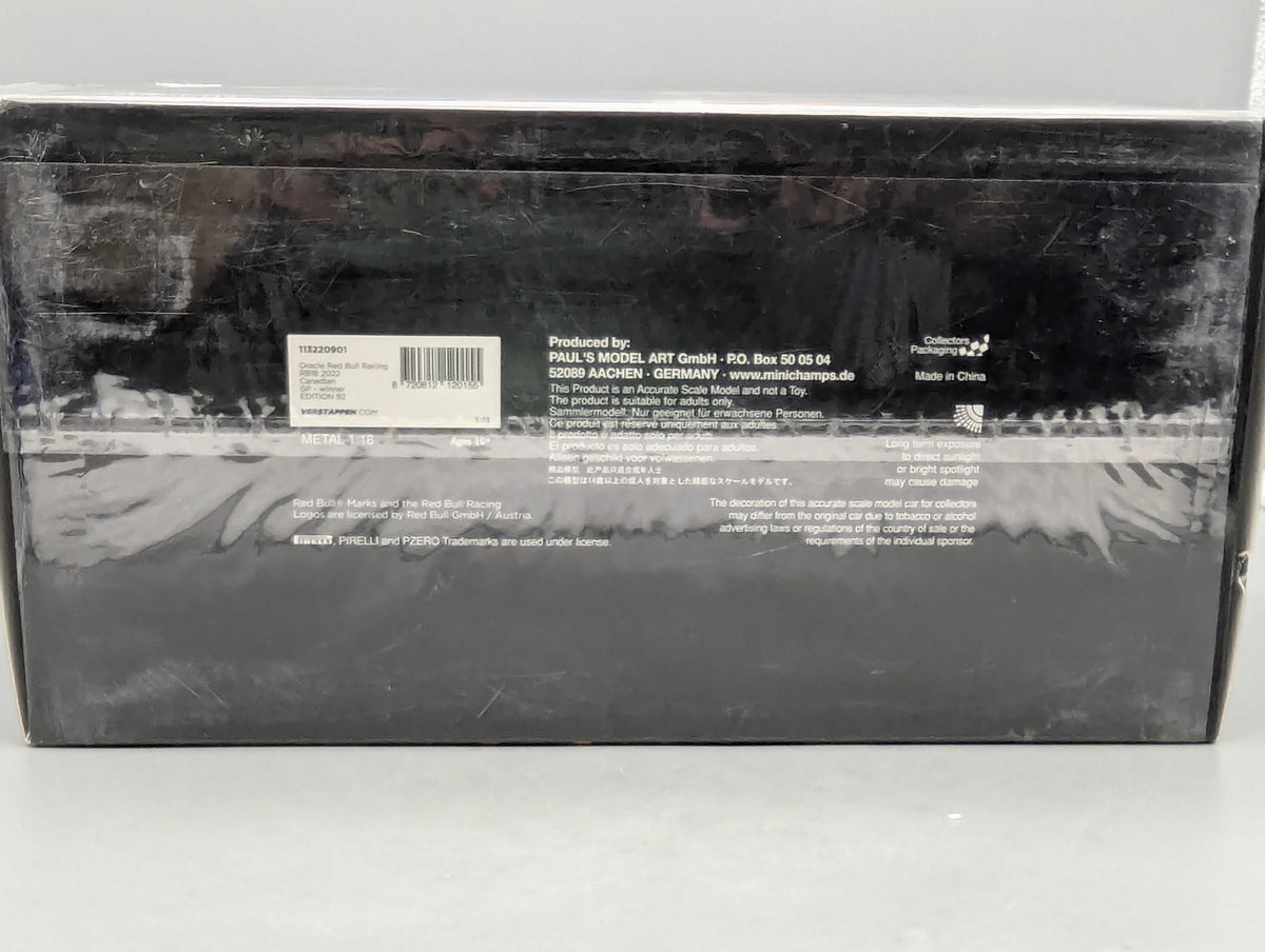 Modellautos 1:43 Minichamps Red Bull RB18 WINNER Canada GP 2022 Verstappen OVP
