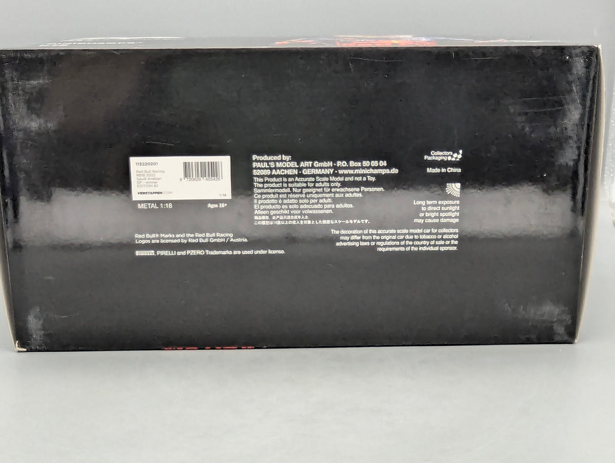 Modellautos 1:43 Minichamps Red Bull RB18 WINNER Saudi Arabia GP 2022 Verstappen OVP