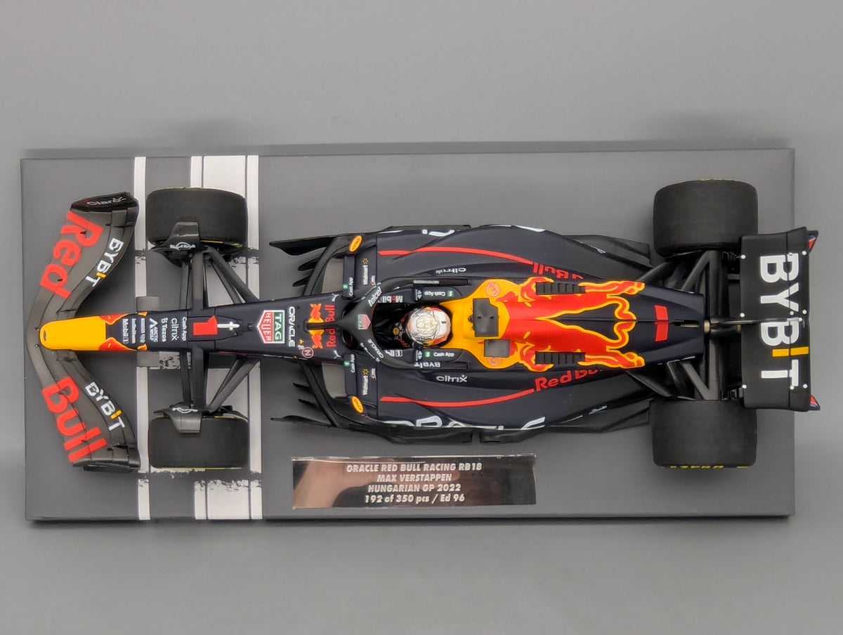 Modellautos 1:43 Minichamps Red Bull RB18 WINNER Ungarn GP 2022 Verstappen OVP