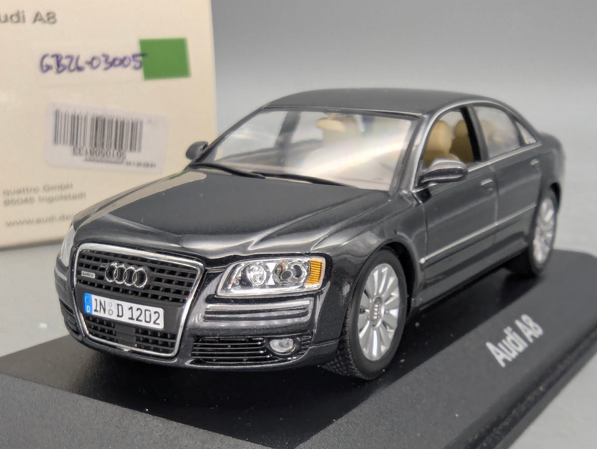 Modellautos 1:43 Minichamps Audi A8 4.2 Quattro MJ 2005 Phantomschwarz mit Dealer OVP