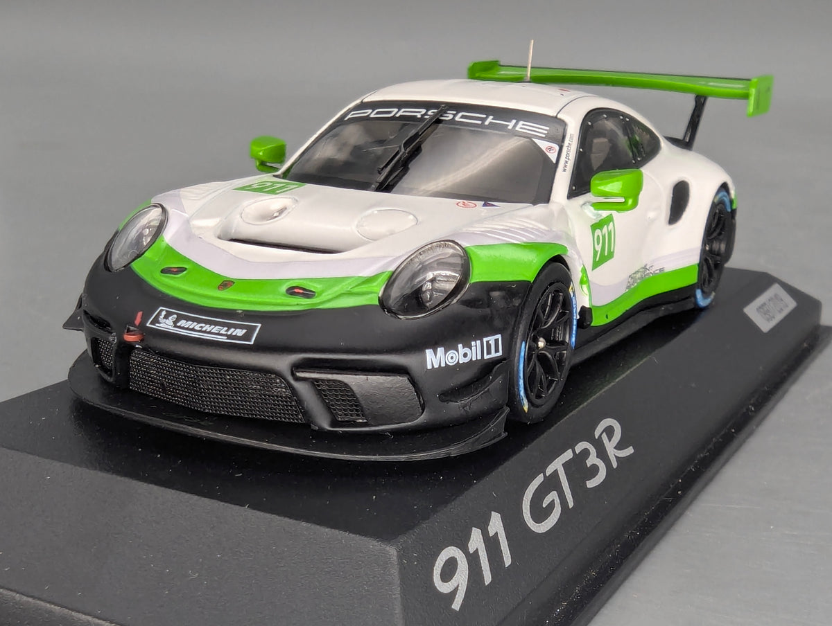 Modellautos 1:43 Minichamps Porsche 911 GT3R Weiß Grün Schwarz mit WAP Dealer OVP