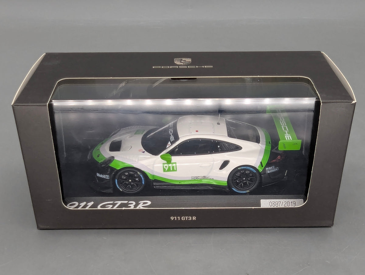 Modellautos 1:43 Minichamps Porsche 911 GT3R Weiß Grün Schwarz mit WAP Dealer OVP