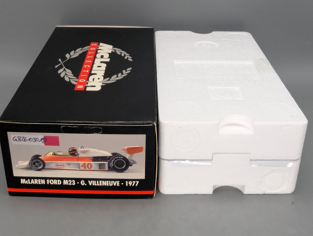 Modellautos 1:18 Minichamps McLaren Ford M23 GB GP 1977 #40 G. Villeneuve mit OVP