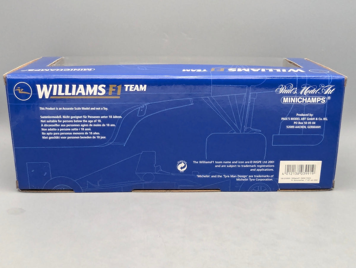 Modellautos 1:18 Minichamps Williams BMW FW23 1st WIN 2001 #5 R. Schumacher OVP