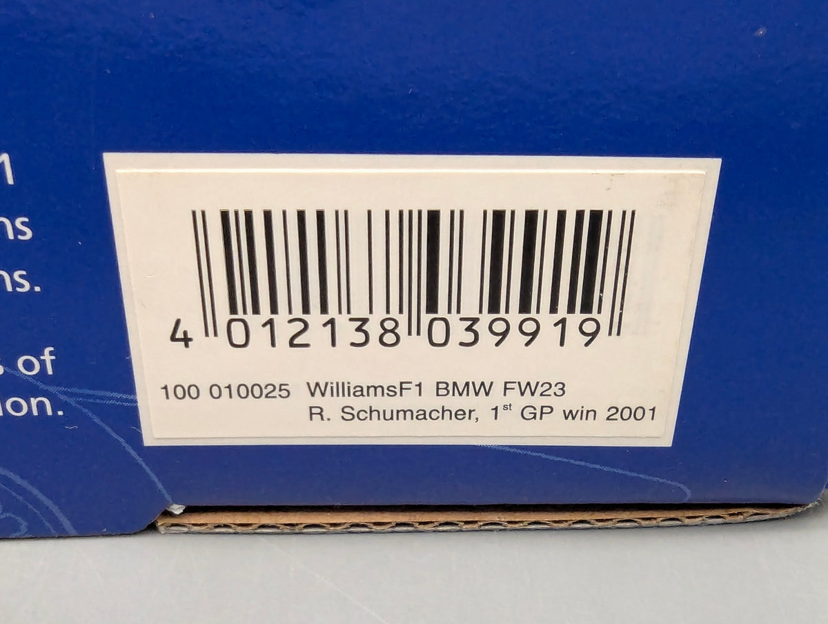 Modellautos 1:18 Minichamps Williams BMW FW23 1st WIN 2001 #5 R. Schumacher OVP