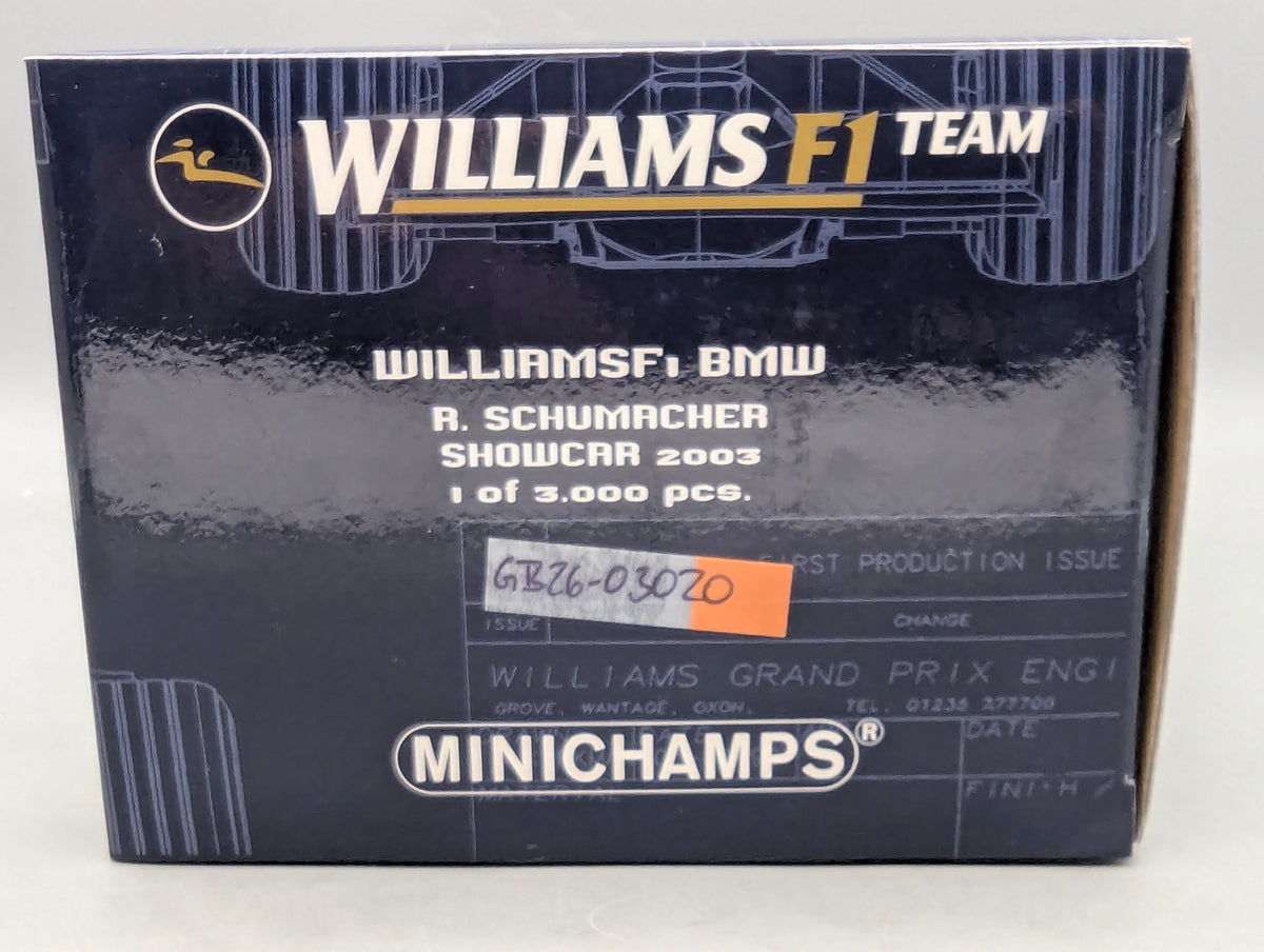 Modellautos 1:18 Minichamps Williams BMW Showcar 2003 #4 R. Schumacher OVP