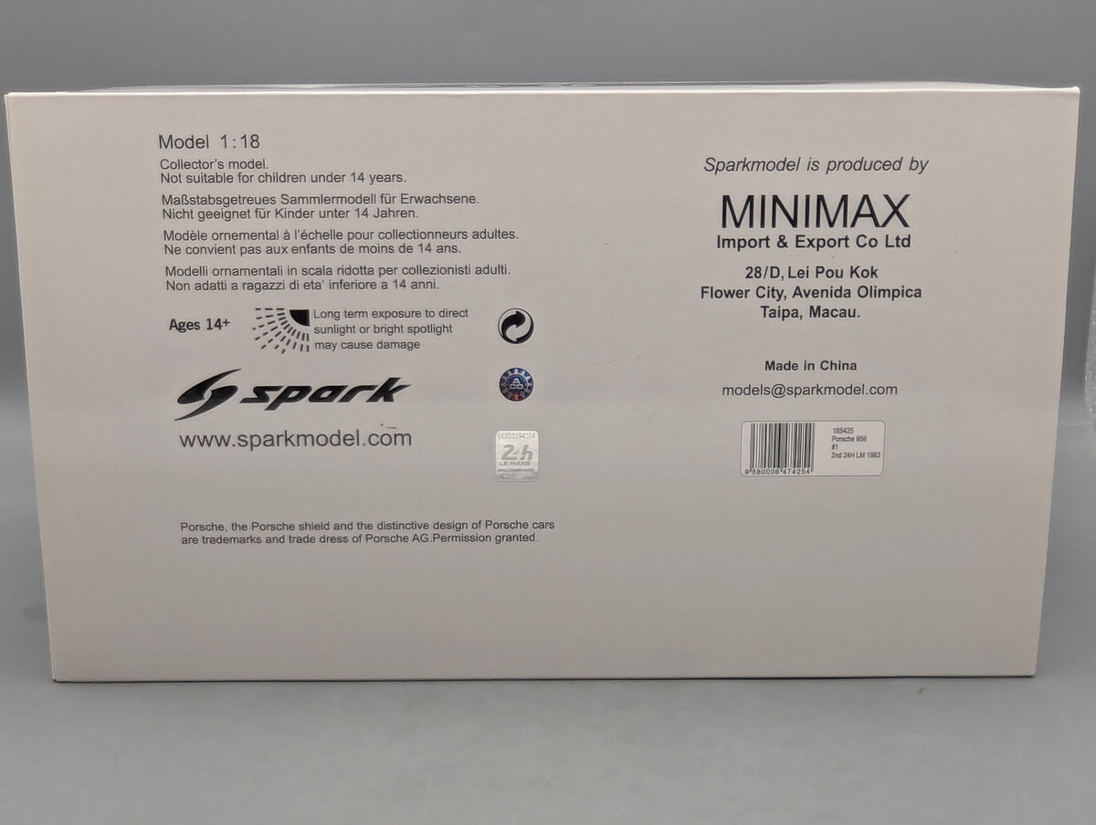 Modellautos 1:18 Spark Porsche 956 2nd 24h Le Mans 1983 #1 Ickx mit OVP