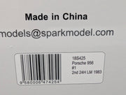 Modellautos 1:18 Spark Porsche 956 2nd 24h Le Mans 1983 #1 Ickx mit OVP