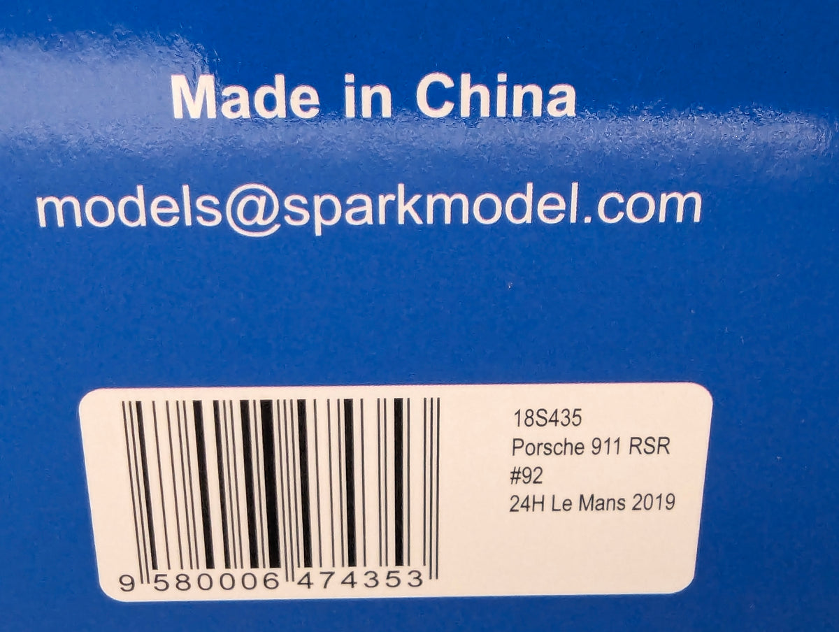 Modellautos 1:18 Spark Porsche 911 RSR 24h Le Mans 2019 #92 mit OVP
