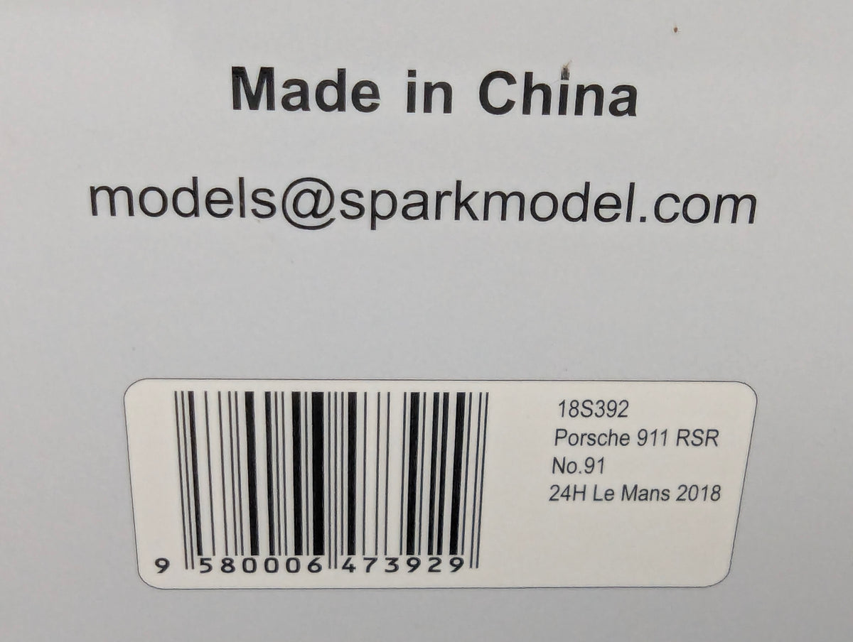 Modellautos 1:18 Spark Porsche 911 RSR 24h Le Mans 2018 #91 mit OVP