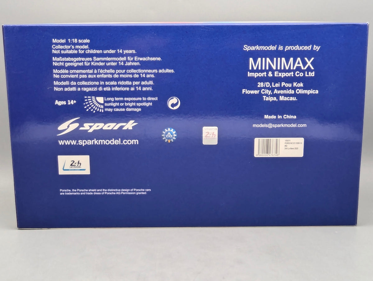 Modellautos 1:18 Spark Porsche 911 RSR-19 24h Le Mans 2020 #92 mit OVP