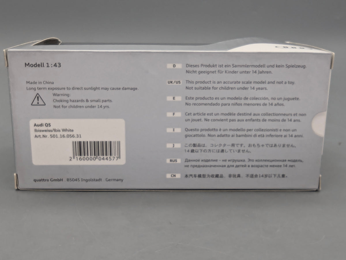 Modellautos 1:43 iScale Audi Q5 Ibisweiß Ibis White Weiß mit Dealer OVP