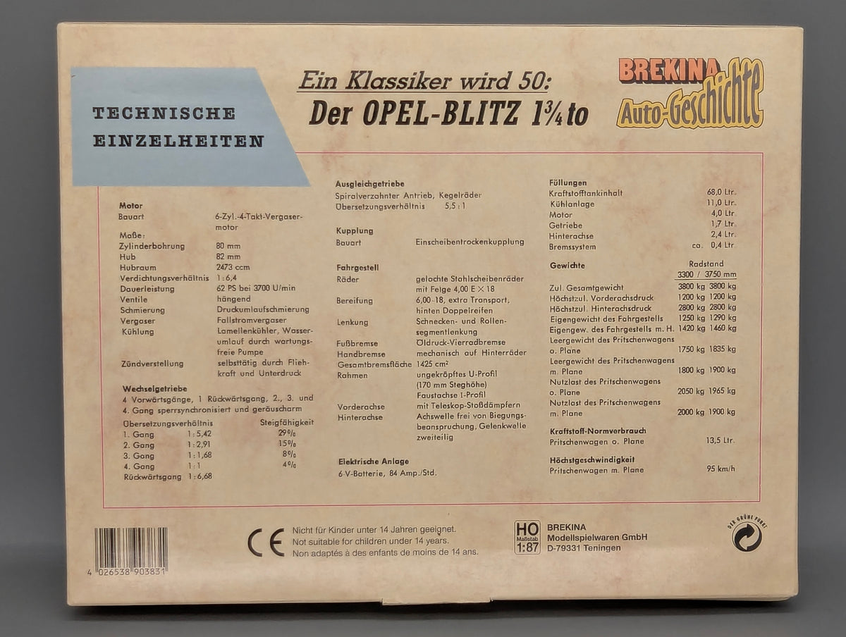 LKW Modelle H0 1:87 Brekina 90383 Opel Blitz 1 3/4 to 5-tlg Set 50 Jahre Opel Blitz OVP